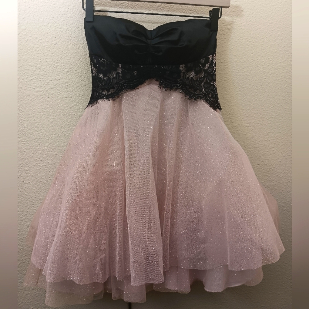 Juniors Satin and Tulle Mini Dress
